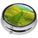 Grassland Paths Round Pill Box - 3 Compartment Portable Organizer for Travel & Daily Use - Buy Online on GoSupps.com