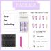 Medium Length Square Coffin Nude Fake Nails with Purple Butterfly 3D Rhinestones - 24Pcs - Buy Online on GoSupps.com