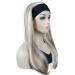 Lydell Long 3/4 Women's Wig - Smooth Hair Part Adjustable Black Headband Synthetic Hair with H16/613 Blonde Highlights | Shop Internationally - Buy Online on GoSupps.com