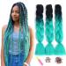Showjarlly Kanecalon Kunsthaar Hair Kanecalon Hair Braids Extension Ombre Jumbo Braid Hair extension 24 " Kanecalon braids Box Hair Kunsthaar Hair For Including Kanecalon African Hair 61cm-24 inch (3 SPALL) Black/Cyan