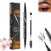 Bulletboard Waterproof Eyebrow Pen Bulletinboard Eyebrow Pen Bulletinboard Brow Pen Buletboard Liquid Eyebrow Pen Microblading Eyebrow Pencil with 4-Fork-Tip and Precise Brush-Tip (Black)