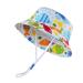 LANGZHEN Beach Sun Protection Hat for Baby Girls Adjustable Toddler Kids Hat Wide Brim Summer Play Hat with Chin Strap Colorful Fish 6-12 Months