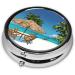 Jamaica Beach Mini Round Pill Box | 3 Compartment Travel Organizer | Portable Pill Case for Pocket & Office Use - Buy Online on GoSupps.com