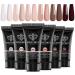modelones Poly Nail Gel  6 Colors Nude Skin Tones Pink Neutral Brown Collection Poly Extension Gel Set Builder Nail Gel French Manicure DIY Design Nail Art Home Salon Beauty Gift A3-Skin Tones