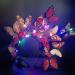 Woent LED Luminous Butterfly Wreath Hair Accessories Wedding Party Hairband Photography Props Hair Hoop Headwear Hair Accessories for Women Girls (Red)