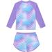 Girls Purple Mermaid Swimsuit Set | UPF 50+ Long Sleeve Swimwear for Kids 3-4 Years | Toddler Two Piece Bathing Suit by TUONROAD - Buy Online on GoSupps.com