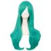MapofBeauty 28 Inch/70cm Women Side Bangs Long Curly Hair Cosplay Wig (Light Sea Green)