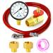 MEANLIN MEASURE Air Tank Repair Kit Including Safety Valve, 0-200 PSI Pressure Gauge and 4 Feet Air Tank Hose Assembly Kit with 1/4"NPT and 3/8"NPT Adaptor for Portable Carry Tank