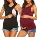 UNibelle Women's Maternity Nursing Top Breastfeeding Tank Top Tee Shirt Double Layer Sleeveless Pregnancy Shirt S-XXL XXL 2pcs_black+wine Red