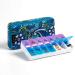 Travel Pill Organizer Quilted Cotton Blue Floral, Travel Pill Case Pill Box Medicine Organizer with Easy Zipper Push Button Design