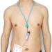 Quick Dry Transfer Set Silicone Holder Lanyard Peritoneal Dialysis Stretchy Neck Necklace Strap for Catheter Tube PD Shower Accessories Men Women, 2 Lanyards + 4 Rings Blue
