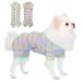 TONY HOBY Dog Pajamas, Female/Male Dog Pajamas with Colorful Stripe, 4 Legged Dog Jumpsuit Pajamas for Small Medium Size Dog (Green&Purple, Girl, L) Large Green & Purple - Girl