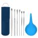 7 Pcs Ear Pick Earwax Removal Kit Ear Cleansing Tool Set Stainless Spring Steel Ear Pick Tool Set w/Ear Spoon Curette Storage Box and Bonus Syringe Bulb for Ear Cleaning