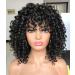 PRETTIEST Afro Curly Wigs with Bangs for Black Women Kinky Curly Wig for Daily Wear (Black)