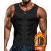Yokald men's sauna sweat vest zipper suit neoprene corset fitness shapewear compression waist trainer top body former for workout black xl