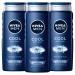NIVEA MEN Cool Body Wash with Icy Menthol, 3 Pack of 16.9 Fl Oz Bottles Cool 16.9 Fl Oz (Pack of 3)