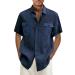 Shirt men's short sleeve Revers single -colored summer shirt with 2 breast pocket button placket leisure shirts hawaii shirt men beach shirt light vacation shirts oversized tshirt men xl marine