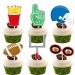 Dessert Cupcake Topper Rugby Ball Super Bowl Touchdown Sport Game Day Theme Decor Supplies Men Boys Happy Birthday Party Decorations set 18pcs Glitter