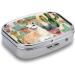 White Alpaca Watercolor & Cactus Print Pill Box | Decorative 2-Compartment Medicine Organizer | Portable Metal Pill Case for Pocket & Purse - Buy Online on GoSupps.com