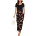 YUNDAI Women's Maternity Maxi Dress - Short Sleeve Floral Loose Long Summer Dress XL B09 Rose Black - Buy Online on GoSupps.com