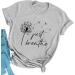VINGVO Short Sleeve Blouse Stylish Round Neck Printed Stylish Short Sleeve T Shirt for Dating Small Light Gray (Black Font) - Buy Online on GoSupps.com