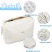 Floral Cotton Travel Toiletry Bag | Portable Makeup Storage for Women | Flower-Beige Cosmetic Bag - Buy Online on GoSupps.com