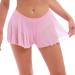 Women Mesh Sheer High Waist Ruffle Rave Booty Yoga Shorts See Thru Workout Dance Bottom Mini Hot Pants Medium Pink