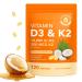 Vitamin D3 K2 10000 IU with 200mg Vitamin D3 and K2 Capsules 2 in 1 Vitamins D & K Complex with Virgin Coconut Oil 120 Softgels Easy to Swallow & Non-GMO