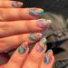 Almond Press on Nails Short 24Pcs Stiletto Glossy False Nails with Colorful Swirl Designs Bling Glitter Acrylic Nails Wave Line Glue on Nails for Women Girls