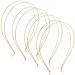 Syhood 4 Pieces Metal Thin Double Headbands Row Wire Headband for Women Wedding Hair Band Elastic Metal Hairband for Girls(Gold)