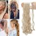 Sego hair part braid ponytail clip in ponytail extension hair extension with braids wavy like real hair 24 "(61cm) sandy blonde & blonde bleach 61 cm sandy blonde & blonde bleach