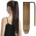 BARSDAR 70 cm long smooth wrapped ponytail. Synthetic hair braid soft hair extension hair part for women/girls 130 g ponytail extension 70cm 12h24 brown & blonde
