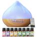 Aroma Diffuser Set for Essential Oils 500 ML 8 x10 ML Essential Oils Remote Control 14-Color LED With 4 Timer Settings Light Red