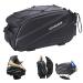 ikaufen Bike Rear Seat Bag, Bicycle Trunk Bag, 10L Waterproof Bike Carrier Backseat Bag Reflective with Cup Holder Pannier Bag Shoulder Strap Saddle Bag for Camping Cycling Commuting