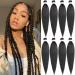 Leeven 8 Packs Pre Stretched Braiding Hair Extension Yaki Texture Hot Water Setting EZ Braids Kanekalon Hair for Coi Leray Braids Black Braiding Crochet Hair Extensions /20 Inch 1B# 20 Inch (Pack of 8) 1B