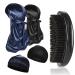Furwabo 2 pieces Silky Durags with elastic wave cap and wave brush unisex night sleep hat hat doo rag hair waves brush kits stocking compression cap for 360 540 and 720 waves blue