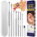 Ear Wax Remover Extractor Wand Tool Kit for Earwax Removal & Extraction Stainless Steel Auger Irrigator Drill Twister Ear Cleaner Pick 8pc Ear Cleaning Accessories Bundle Pack