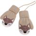 Kids Cute Fox Knitting Full Finger Gloves | Winter Thermal Plush Lining | 1-3 Yrs | Khaki - Buy Online on GoSupps.com