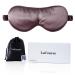 LaCourse 100% Genuine 22Momme Mulberry Silk Eye Mask for Sleeping Comfortable & Blackout Sleep Mask with Elasticated Silk Band Pure Silk Filler and Internal Liner (One Size Grey Purple) Grey Purple - Gift Set