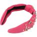 Rhinestone Knotted Headband Valentine's Day Headband Women Acrylic Rhinestone Wide Knotted Headband for Festivals (Rose Red) - Buy Online on GoSupps.com