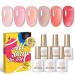 Born Pretty Jelly Gel Nail Polish Set Sheer Nude Pink Gel Polish Crystal Transparent Gel Polish Kit Nail Art Varnish Manicure Collection Gift Set 10ML 6PCS Jelly Pink Nude