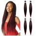 Aomig pre-stretched braiding 4PC Professional synthetic fiber braids hair pre Stretched crochet braiding hair extensions for hair box braid for simple braids (ombre red-brown) 4PC (reddish brown)