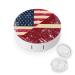 American and Latvia Retro Flag Round Case for Contact Lens Kit Storage Box with Mirror Portable Cute Lens Holder