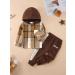 Naiyafly Toddler Boys Hoodie Plaid Sweatshirt + Pants Set | Kids 2-3 Years Khaki Outfit - Buy Online on GoSupps.com