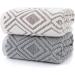 Pidada Diamond Pattern Cotton Bath Towel - Beige Brown 27.6 x 55 Inch - Buy Online on GoSupps.com