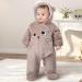 JiAmy Newborn Baby Winter Hooded Romper Fleece Snowsuit Jumpsuit Cartoon Cat Outfit 9-12 Months Brown - Buy Online on GoSupps.com