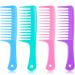 TecUnite 4 Pieces 9 1/2 Inches Anti-static Large Tooth Detangle Comb  Wide Tooth Hair Comb Salon Shampoo Comb for Long Hair and Curly Hair (Light Blue  Purple  Pink and Cyan)