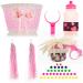 Bikes on Hikes Girls Bicycle Decorations Set - Fun Bicycle Decor w/Beads, Rear View Mirror, Mounted Water Bottle, Handlebar Streamers & Basket - Complete Bike Decoration Kit for Kids Pink