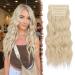 Feshfen clip in extensions 4PCs 50 cm full of head hair extensions with clips synthetic corrugated hair exension platinum blonde wavy hair extensions clip in hair part for women 180g