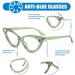 FEISEDY Diamond Blue Light Blocking Cat Eye Glasses for Women - Rhinestone Anti Eyestrain Computer Eyewear B0070 Green 50mm - Buy Online on GoSupps.com